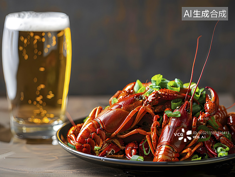 【AI数字艺术】夏天啤酒和小龙虾图片素材