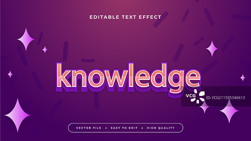 紫色知识3D可编辑文本效果图片素材