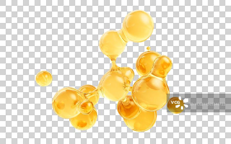 金色透明分子元素三维渲染图片素材