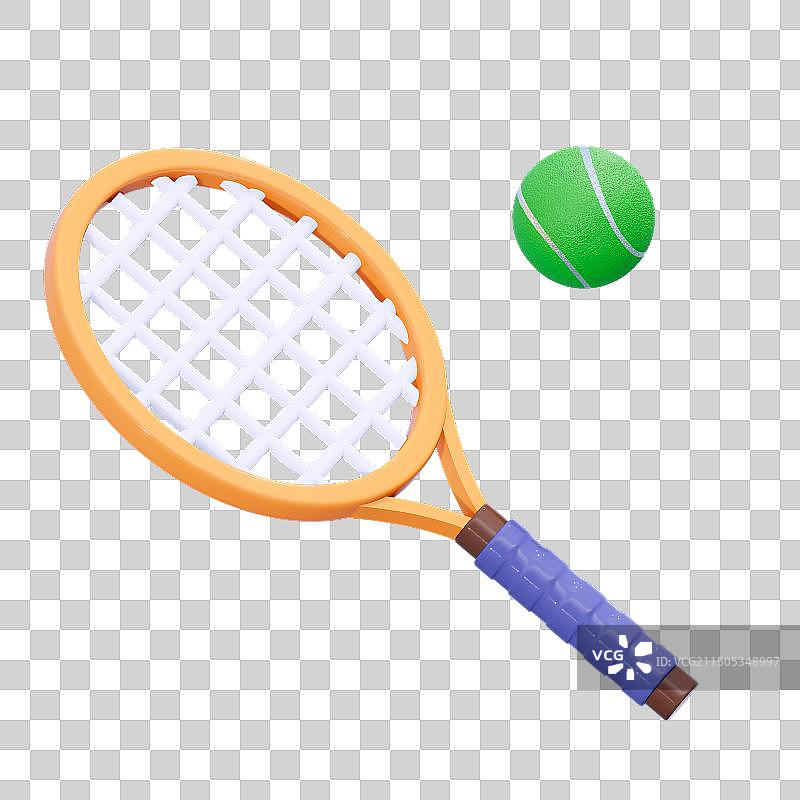 运动健身器材网球3D卡通插画元素图片素材