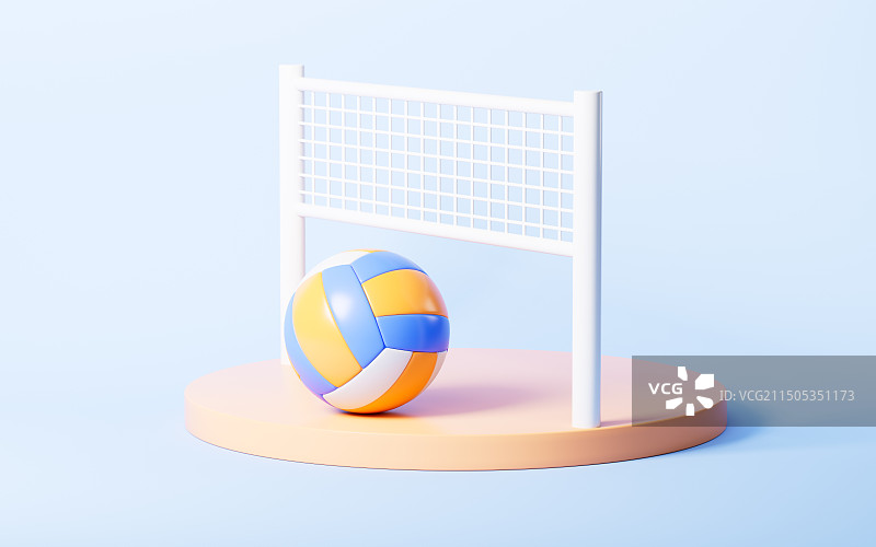 卡通排球运动3D渲染图片素材