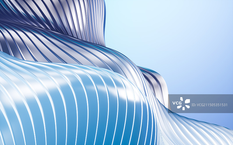蓝色抽象曲线背景3D渲染图片素材