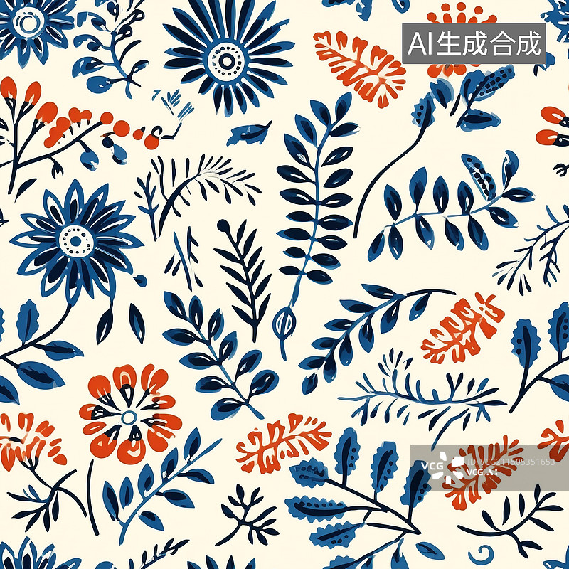 【AI数字艺术】白底简约风格花卉植物设计图案花纹图片素材