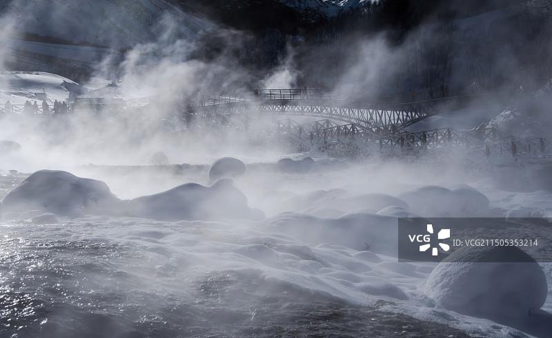 吉林省延边朝鲜族自治州安图县二道白河镇长白山风景区雪景图片素材