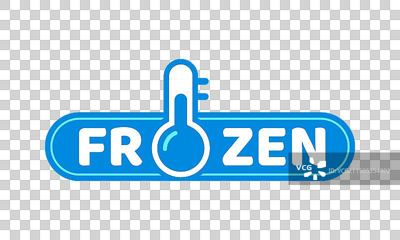 蓝色冰晶冷冻产品标签图片素材