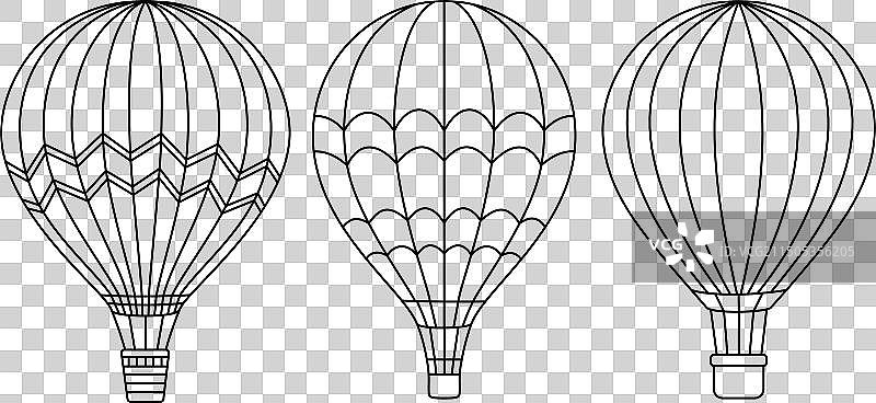 可爱卡通热气球涂色素材图片素材