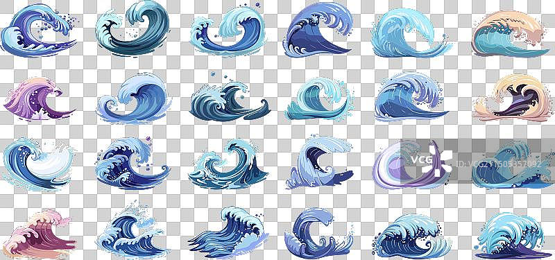 卡通节奏感海浪图片素材