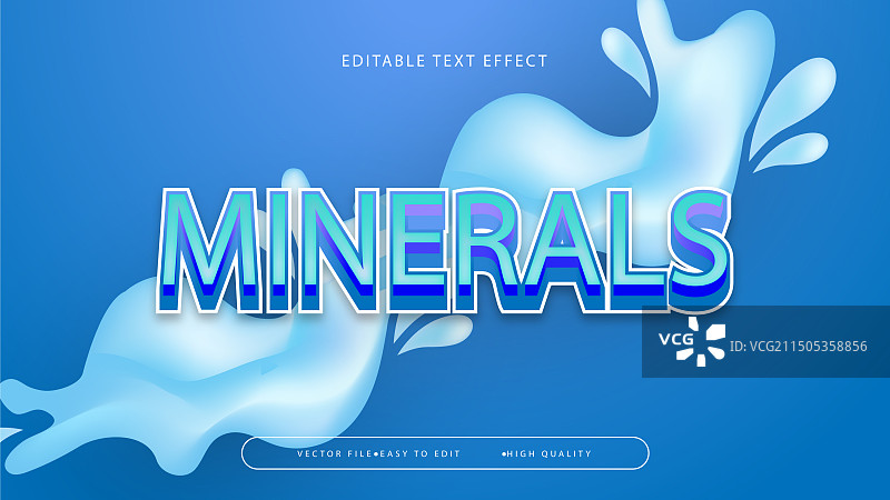 白色和蓝色矿物3D可编辑文字效果图片素材