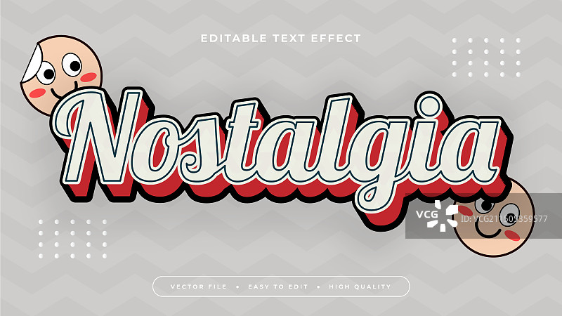 红白灰色怀旧风3D可编辑文本效果图片素材