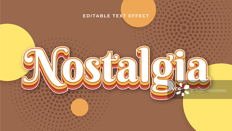 棕色、黄色和橙色怀旧风3D可编辑文字效果图片素材