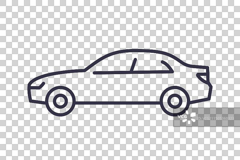 线条艺术风格的简约轿车图标图片素材