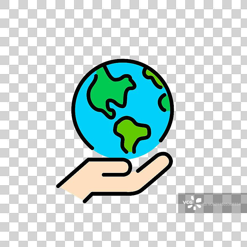 和谐生活：手中的绿色和蓝色地球图片素材