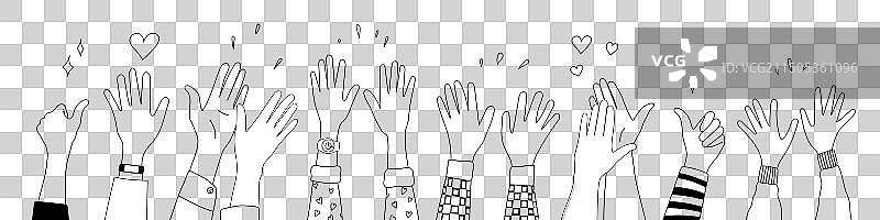 涂鸦手绘举手姿势漫画图标图片素材