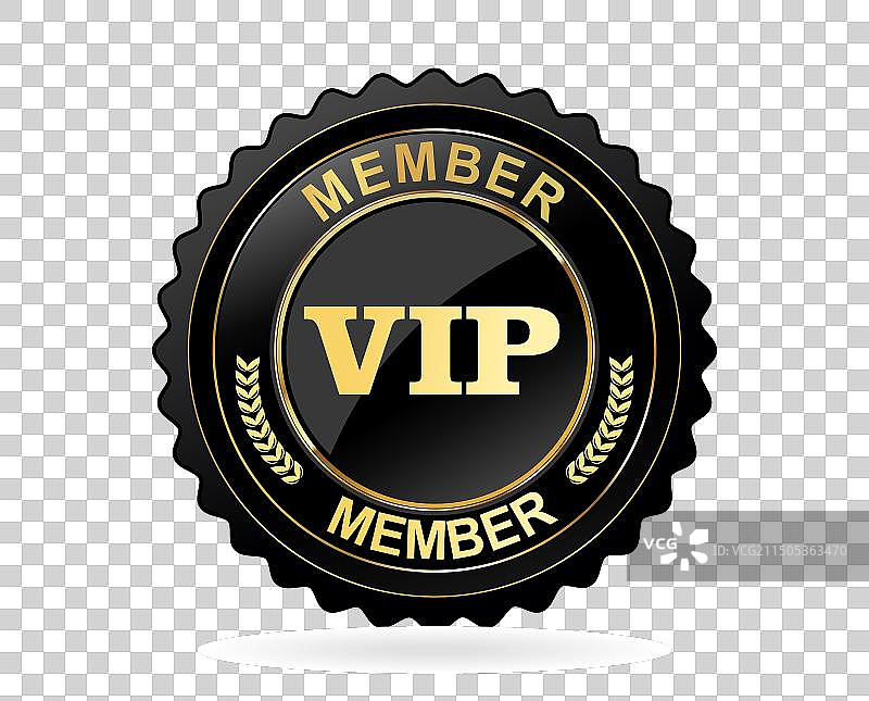 白色背景上的VIP高级会员金色徽章图片素材
