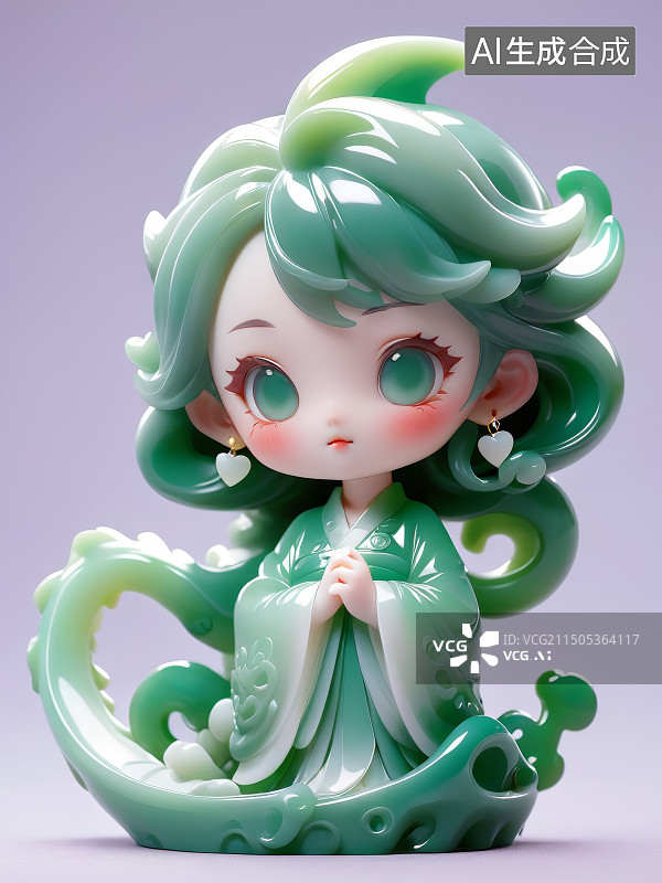 【AI数字艺术】雕塑艺术品玉石小龙女图片素材