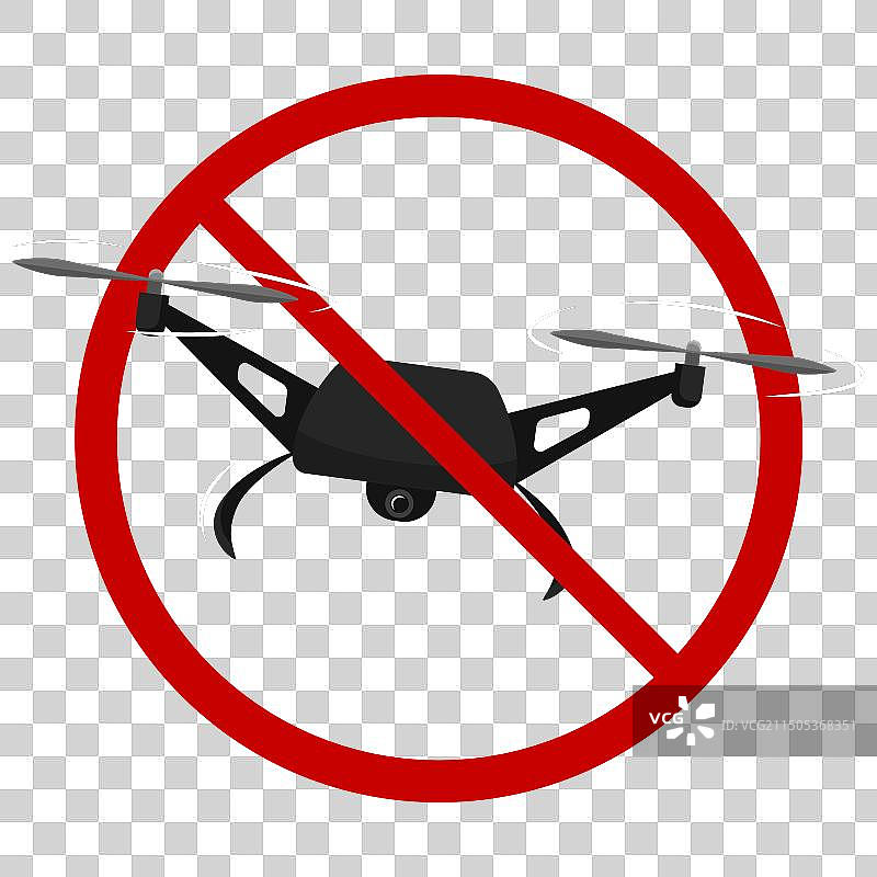 带有黑色无人机的无人机禁飞区安全标志图片素材
