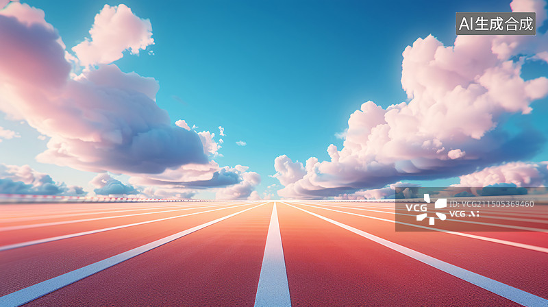 【AI数字艺术】运动比赛跑道跑步锻炼体育场竞赛场景插画图片素材