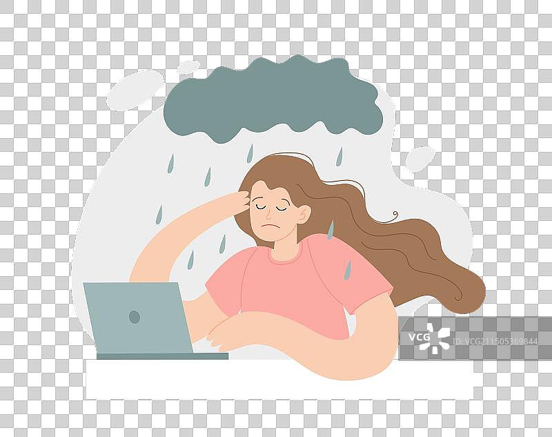 年轻悲伤疲惫的女性抑郁概念图片素材