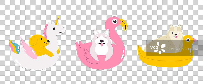 手绘狗在游泳池中游泳合集图片素材