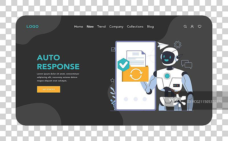 聊天机器人深色或夜间模式网页或着陆页AI图片素材