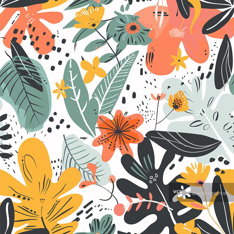 色彩鲜艳的热带植物图案图片素材