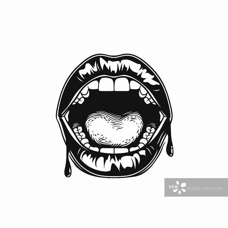 黑白嘴巴牙齿舌头图片素材