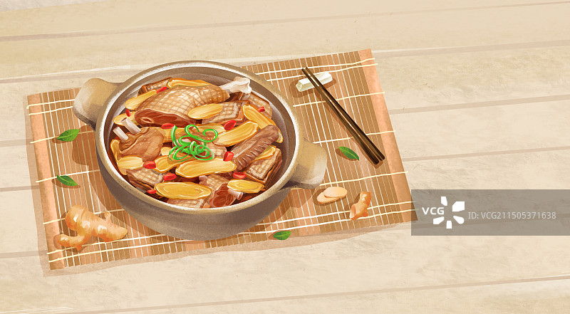 泉州特色美食”姜母鸭“插画图片素材