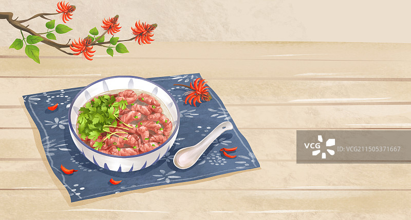 泉州特色美食 牛肉羹插画图片素材
