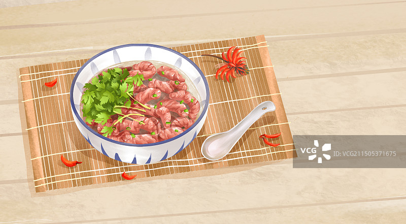泉州特色美食 牛肉羹插画图片素材