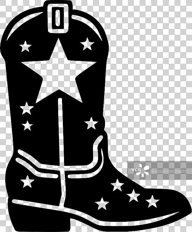 牛仔靴 - 黑白隔离图标图片素材