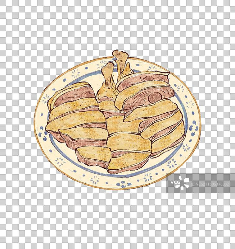 手绘江苏特色美食苏菜南京盐水鸭插画图片素材