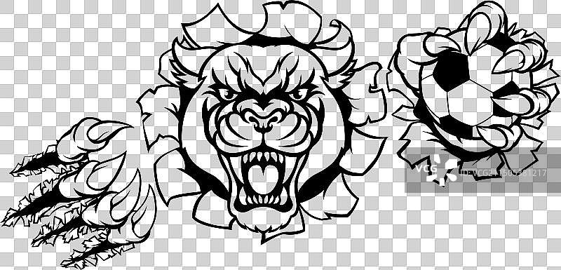 冲破背景的黑豹足球吉祥物图片素材