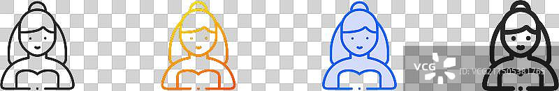 新娘图标，纤细线性渐变蓝色笔触图片素材