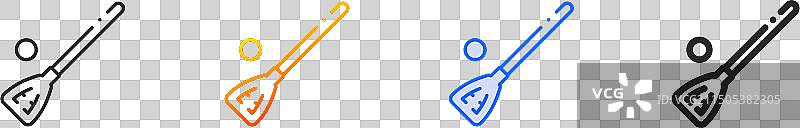 冰球扫帚细线性渐变蓝色描边图标图片素材