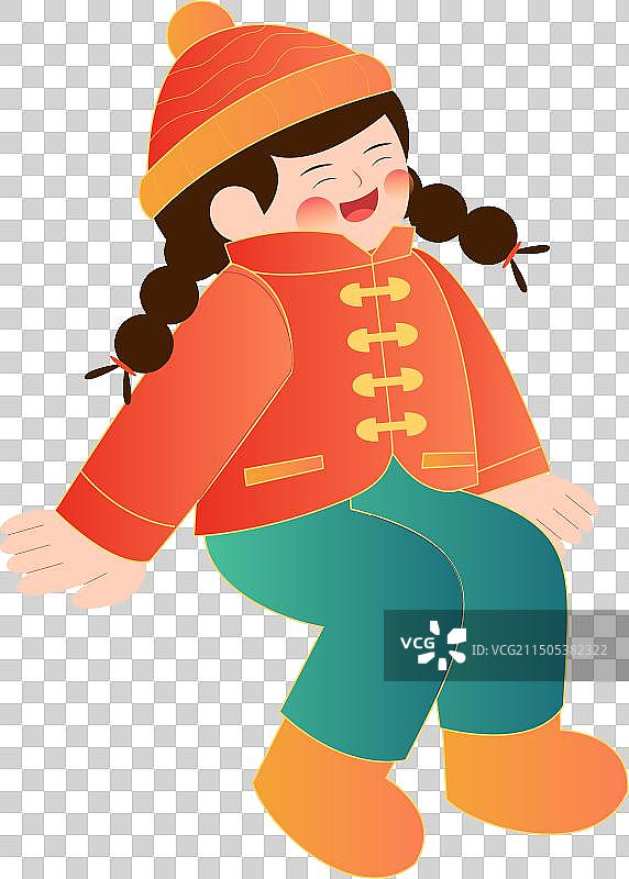 小女孩穿新年衣服开心的坐着图片素材