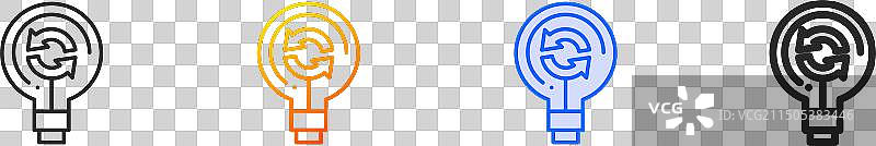 蓝色线性渐变描边灯泡图标图片素材