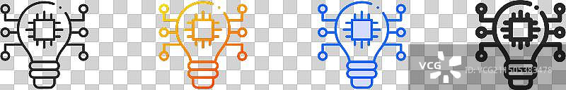 蓝色线性渐变描边灯泡图标图片素材