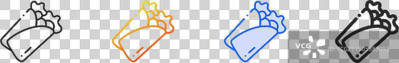 墨西哥卷饼图标线性渐变蓝色描边图片素材