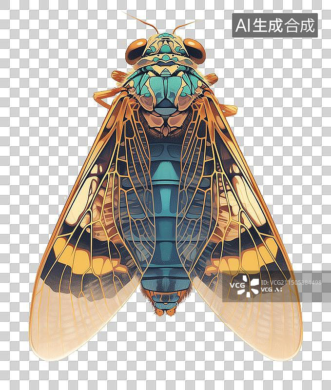 【AI数字艺术】手绘装饰风格蝉图片素材