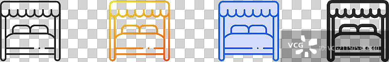 蓝色渐变细线床盖图标图片素材