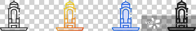 天篷图标细线线性渐变蓝色描边图片素材