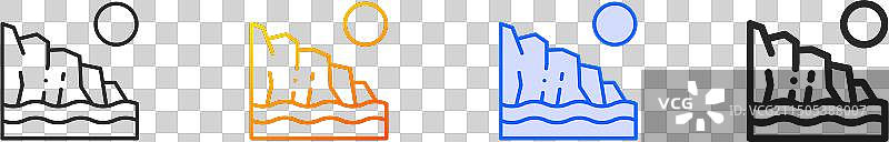 海岬图标细线线性渐变蓝色描边图片素材