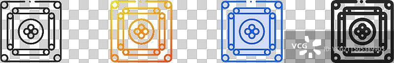 卡罗姆棋图标（细线渐变蓝色描边）图片素材