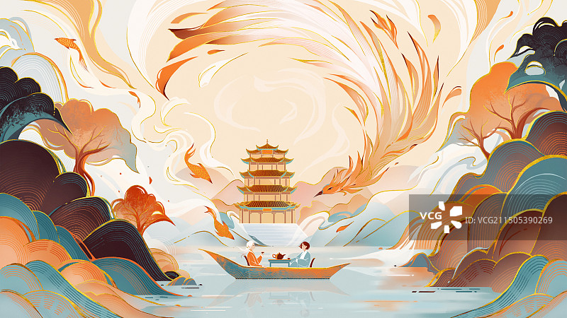 山灵水秀的世外桃源图片素材