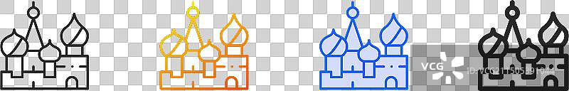 圣瓦西里大教堂线性渐变图标图片素材