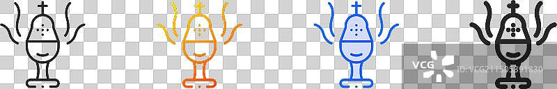 香炉图标：细线渐变蓝色描边图片素材