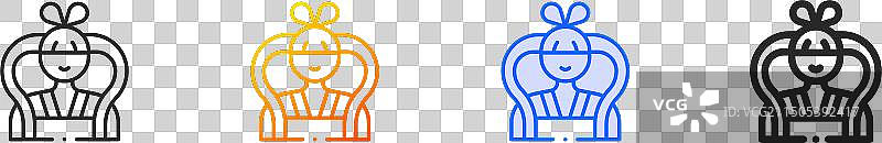 嫦娥细线渐变蓝色描边图标图片素材