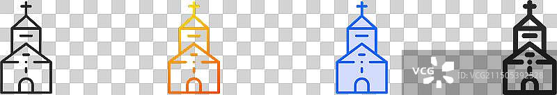 小教堂图标细线性渐变蓝色描边图片素材