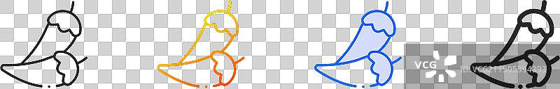 辣椒图标，线性渐变蓝色描边图片素材