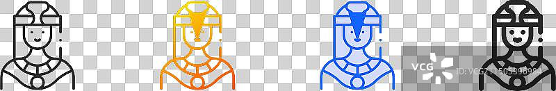 克娄巴特拉图标细线性渐变蓝色笔触图片素材